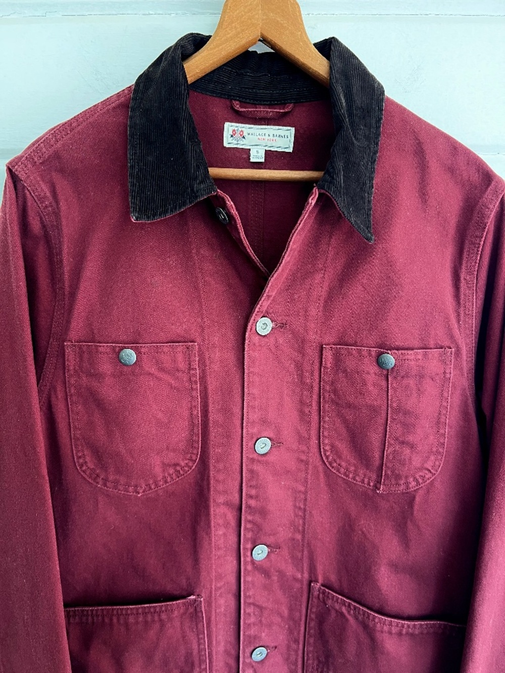 J. CREW WALLACE & BARNES Lightweight Twill Chore Jacket in Burgundy - S - Picture 3 of 9